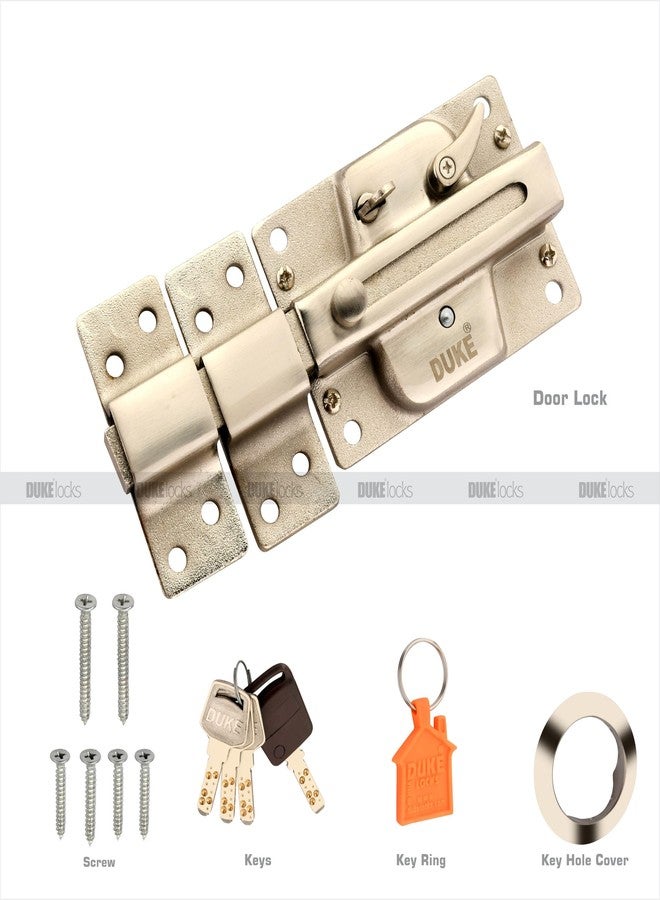 دوق قفل DUKE Premium Inter Lock بست دورات من الفولاذ المقاوم للصدأ مع مفاتيح نحاسية فائقة ومفاتيح LED | مناسب للأبواب المزدوجة والمفردة | عرض الباب من 25 مم إلى 45 مم | قوي ومتين | GL-2055 SS - Image 3